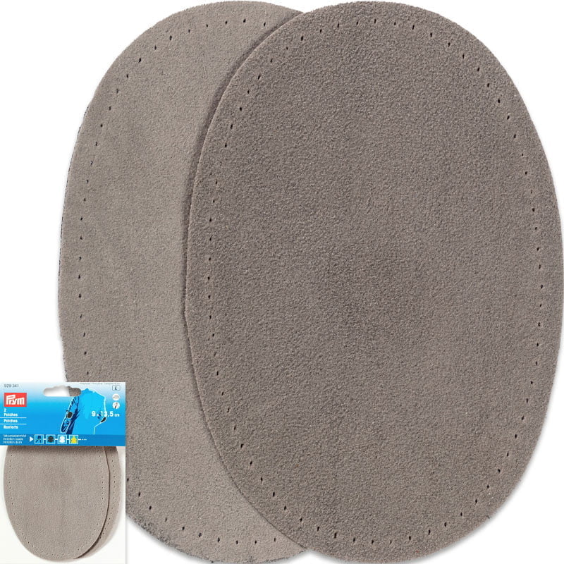 Ellenbogen-Flicken Velours - Dicke 0,75 mm - 8 x 10,5 cm , Hellgrau